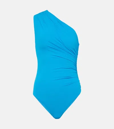 Melissa Odabash Arizona One-shoulder Gathered Swimsuit In Blue