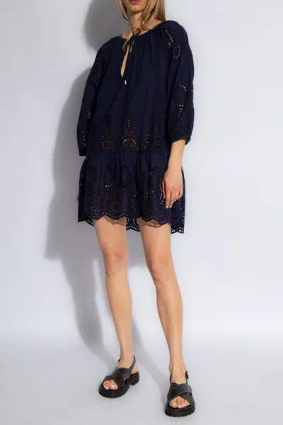 Melissa Odabash Ashley Embroidered Mini Dress In Navy Blue