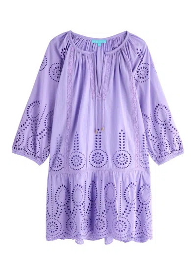 Melissa Odabash Ashley Broderie Anglaise Cotton Kaftan In Lilac