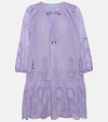 Melissa Odabash Ashley Embroidered Cotton Kaftan In Lavender