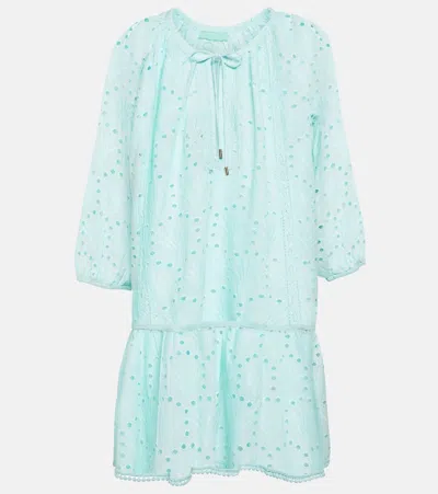 Melissa Odabash Ashley Embroidered Cotton Minidress In Sky