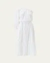 Melissa Odabash Autumn One-shoulder Broderie Anglaise Cotton Midi Dress In White