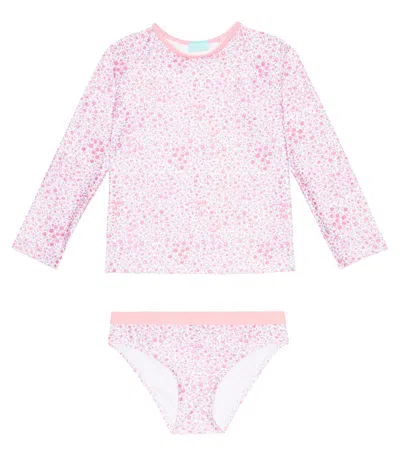 Melissa Odabash Kids' Baby Dakota Floral Rashguard Swim Set In Pink Floral