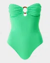 Melissa Odabash Barbuda O-ring Strapless One-piece Swimsuit In Green Ridges