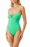 Melissa Odabash Barbuda O-ring Strapless One-piece Swimsuit In Green Ridges