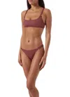 Melissa Odabash Bari Embellished Ribbed Bikini Top In Brown