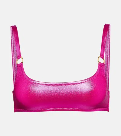 Melissa Odabash Bari Metallic Bikini Top In Rose Metallic