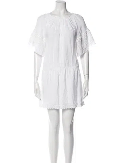 Pre-owned Melissa Odabash Bateau Neckline Mini Dress In White