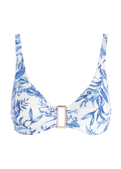 Melissa Odabash Bel Air Printed Underwired Bikini Top In Blue