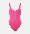 Melissa Odabash Bellino Zip-up One-piece Swimsuit In Pink