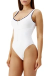 Melissa Odabash Bellino Zip-up One-piece Swimsuit In White