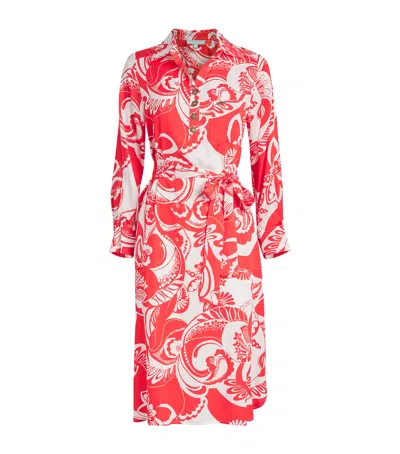 Melissa Odabash Belted Layla Midi Shirt Dress In Red