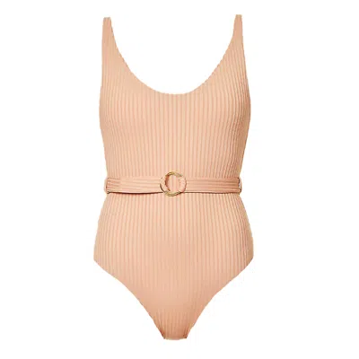 Melissa Odabash Belted One Piece Swimsuit In Tan In Brown