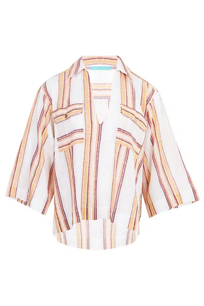 Melissa Odabash Billi Striped Pocket-detail Top In Multi