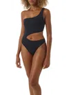 Melissa Odabash Black One Shoulder Cut Out Swimsuit In Black