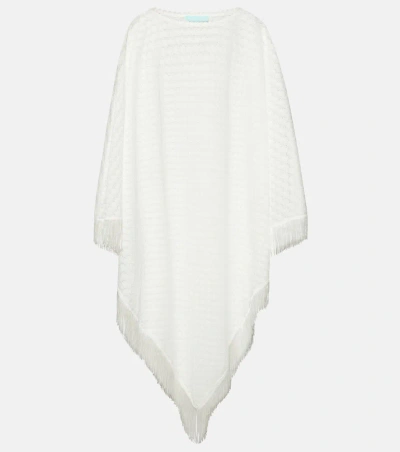 Melissa Odabash Blair Open-knit Fringed Kaftan In White