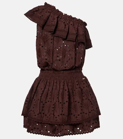 Melissa Odabash Bree Broderie Anglaise Cotton Minidress In Brown