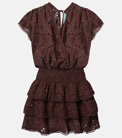 Melissa Odabash Broderie Anglaise Cotton Minidress In Brown