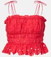 Melissa Odabash Broderie Anglaise Cropped Cotton Top In Red