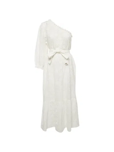 Pre-owned Melissa Odabash Broderie Anglaise One-shoulder Midi Dress In White