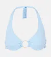Melissa Odabash Brussels Halter Luxe Swim Top In Dusty Blue
