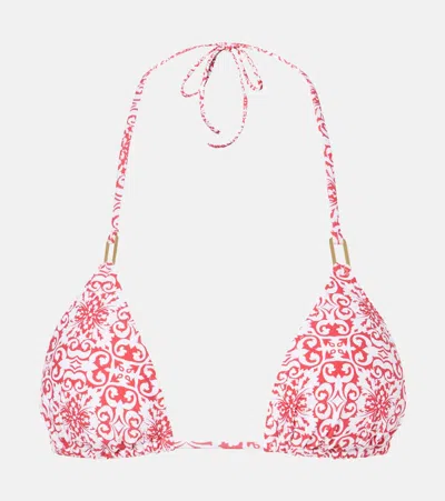Melissa Odabash Cancun Floral Bikini Top In Amalfi Red