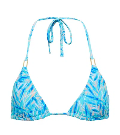 Melissa Odabash Cancun Printed Bikini Top In Blue Leaf