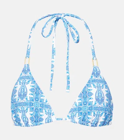 Melissa Odabash Cancun Printed Triangle Bikini Top In Blue