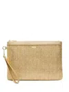 Melissa Odabash Capri Metallic-weave Leather Clutch In Gold
