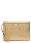 Melissa Odabash Capri Metallic-weave Leather Clutch In Gold