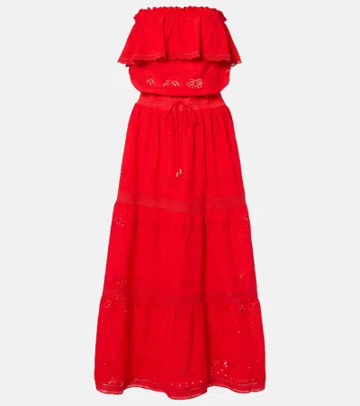 Melissa Odabash Caroline Broderie Anglaise Cotton Midi Dress In Red