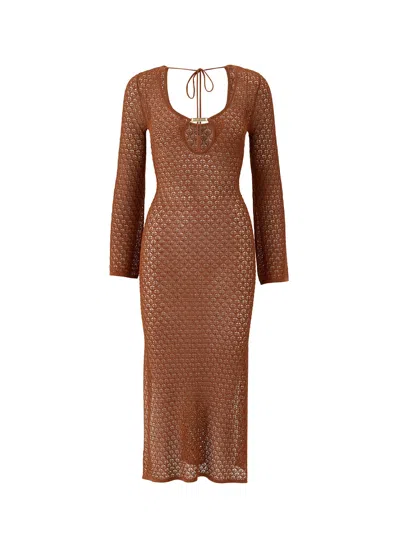 Melissa Odabash Casey Bronze Dress In Brown