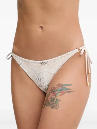 Melissa Odabash Cassis Snake-print Side-tie Bikini Bottoms In White