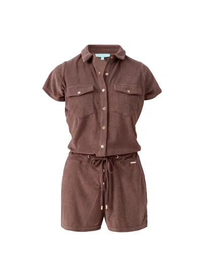 Melissa Odabash Cheryl Coffee Romper In Brown