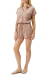 Melissa Odabash Cheryl Cotton Blend Terry Cover-up Romper In Almond