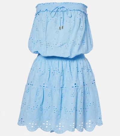 Melissa Odabash Colette Broderie Anglaise Cotton Minidress In Blue