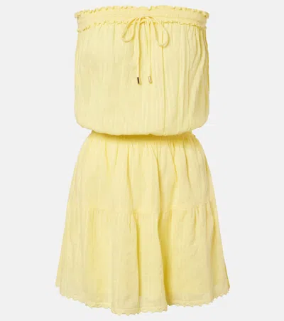 Melissa Odabash Colette Embroidered Cotton Minidress In Yellow