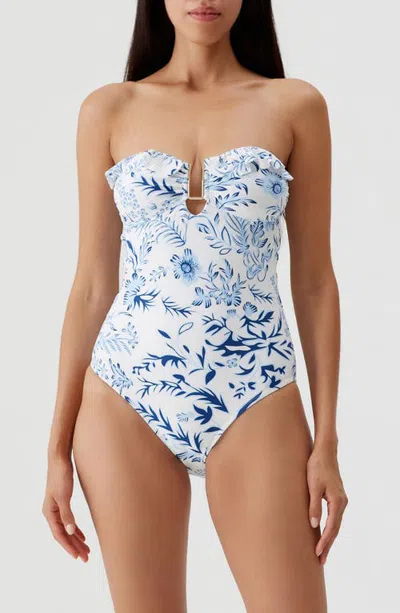 Melissa Odabash Corfu Ruffle Bandeau One-piece Swimsuit In Multi