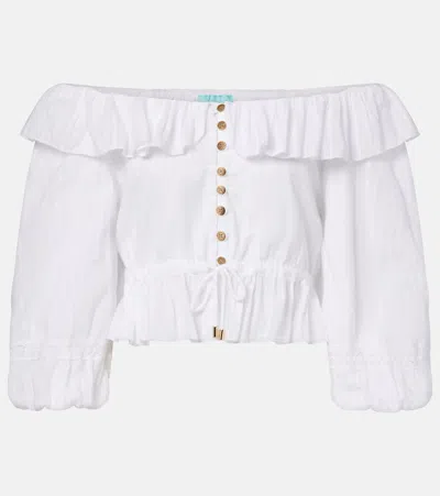 Melissa Odabash Corrine Off-shoulder Cotton Poplin Blouse In White