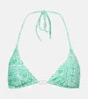 Melissa Odabash Costa Printed Halterneck Bikini Top In Green