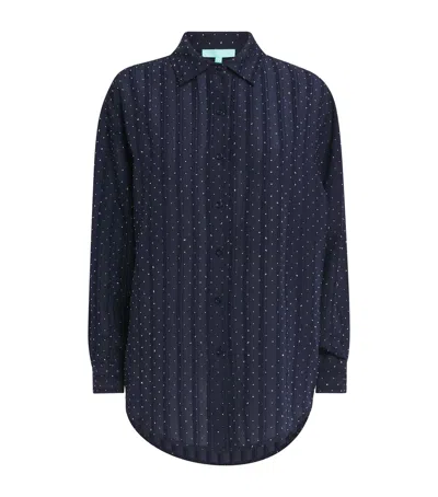 Melissa Odabash Cotton Diamanté Ziggy Shirt In Navy