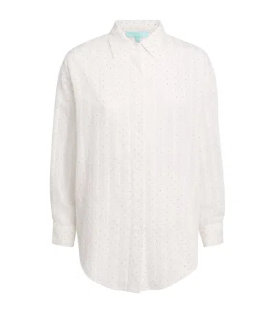 Melissa Odabash Cotton Diamanté Ziggy Shirt In Neutral