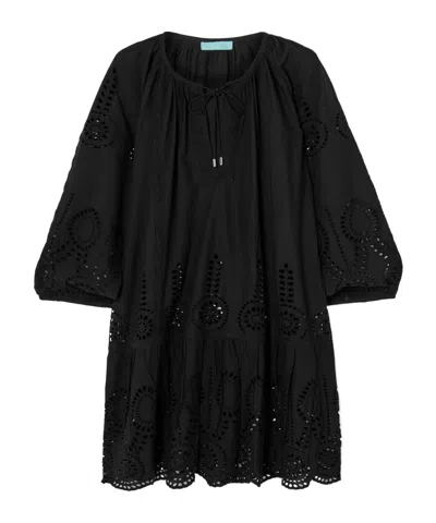 Melissa Odabash Ashley Tiered Broderie Anglaise Cotton Kaftan In Black