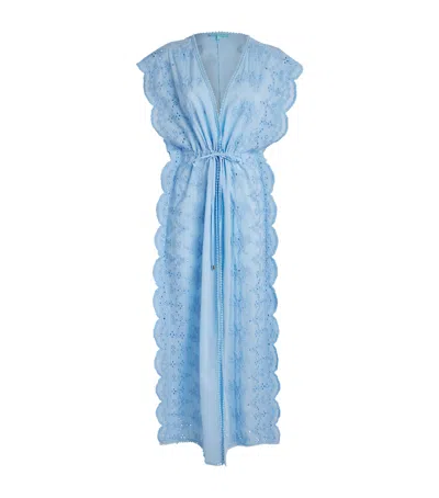 Melissa Odabash Cotton Embroidered Talitha Kaftan In Blue