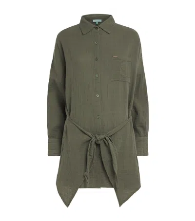 Melissa Odabash Cotton Sara Mini Shirt Dress In Green