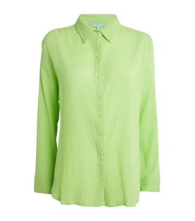 Melissa Odabash Cotton Seersucker Shirt In Green