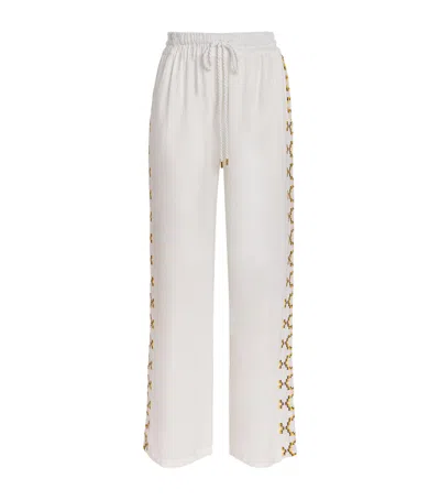 Melissa Odabash Cotton-linen Elvie Drawstring Trousers In White