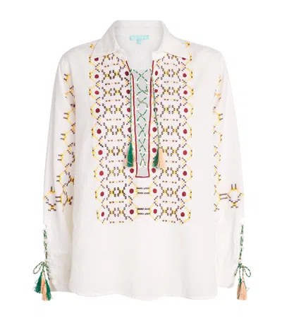 Melissa Odabash Cotton-linen Tasmin Tunic Top In White