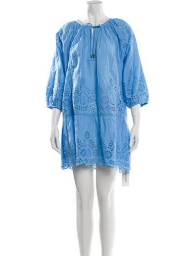 Pre-owned Melissa Odabash Crew Neck Knee-length Dress In Blue