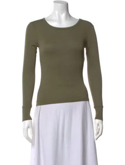 Pre-owned Melissa Odabash Crew Neck Long Sleeve Top In Green
